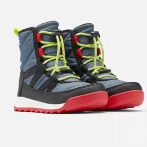 Sorel Whitney II Kids/Boys Snow Boots - Blue and Red | Size 7